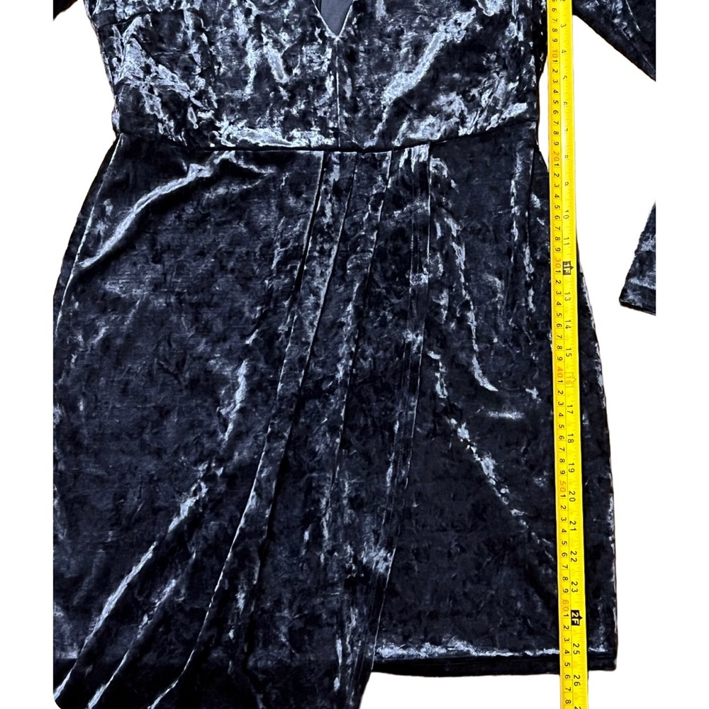 Lulus XL strong ambition slate blue velvet asymmetrical long sleeve dress - Picture 9 of 13